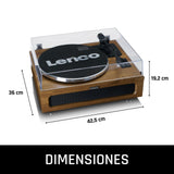 Lenco Tocadiscos LS-410 - Tocadiscos Bluetooth - Altavoces Integrados de 40 W RMS - Tracción por Correa - Preamplificador - Salida RCA y Entrada AUX - Madera LS-410WA Marrón
