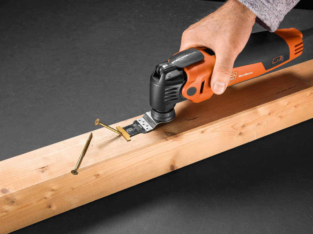 FEIN Hoja de Sierra E-Cut Long-Life bimetálica con una larga vida útil, hoja de Sierra para cortes profundos,10 Unid., Ancho 35 mm, Longitud 50 mm, Alojamiento Starlock, con revestimiento de titanio