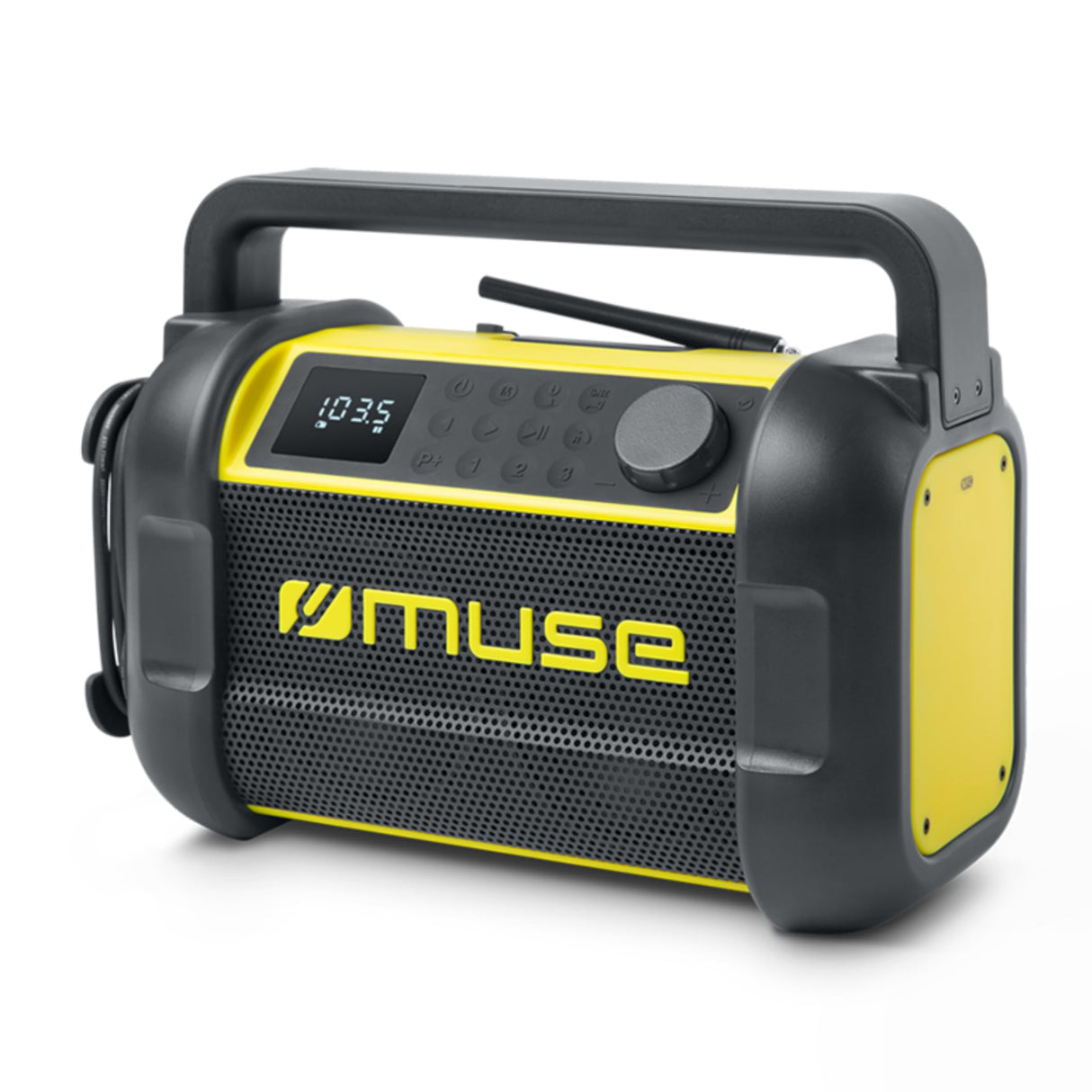 Muse M-928BTY. Radio para el Sitio de Trabajo con Bluetooth. Radio FM PLL. Potencia de Salida 20W. Display 0,5”. Antena de Varilla giratoria. Diseño IP64 a Prueba de Salpicaduras de Polvo
