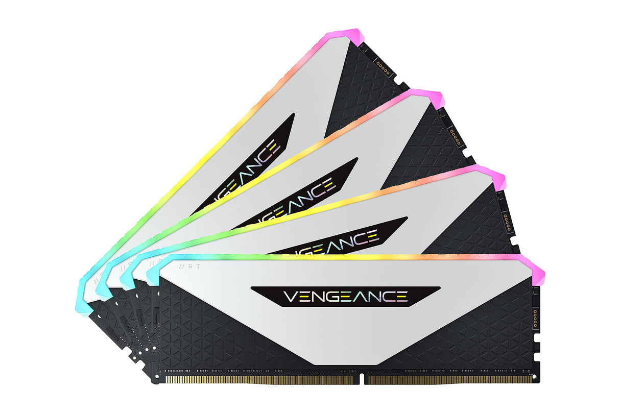 Corsair Vengeance RGB RT 32GB (4x8GB) DDR4 3200MHz C16 Memoria de Sobremesa (Iluminación Dinámica RGB, Optimizado para AMD 300/400/500 Series, Compatible con Intel 300/400/500 Series) Blanco