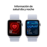 Apple Watch SE de 2.ª generación GPS + Cellular Smartwatch con Caja de Aluminio en Plata de 44 mm y Correa Loop Deportiva Azul Nube. Monitores de entreno y sueño y Neutro en Carbono