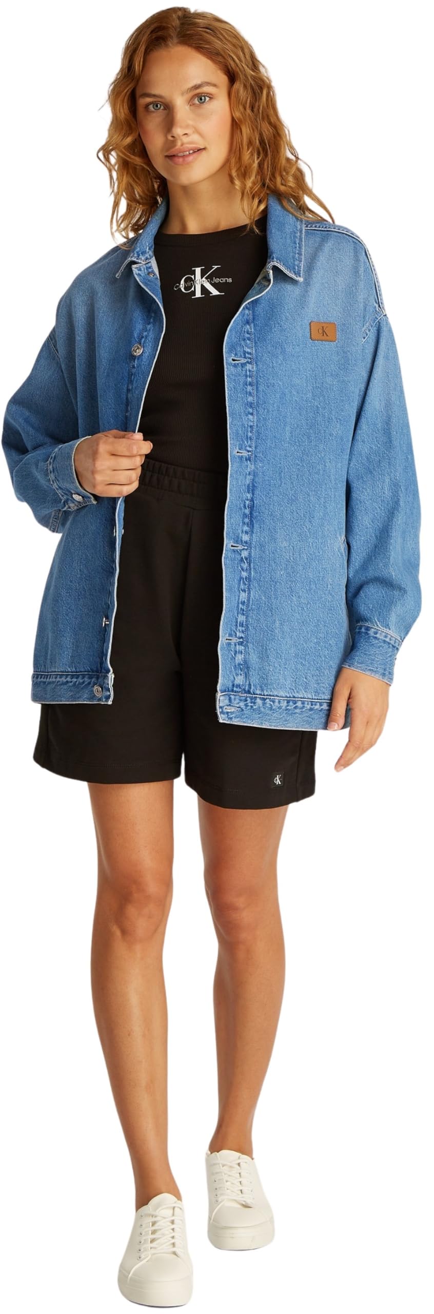 Calvin Klein Cazadora vaquera Mujer Denim Overshirt Oversized, Azul (Denim Light), M