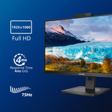 Philips 272S1MH Monitor 27 Pulgadas FHD, 75Hz, IPS, 4 ms GtG, Adaptive Sync., Altura Ajustable, Altavoces (1920x1080, 1x HDMI 1.4, 1x DP 1.2, USB-Hub), Negro