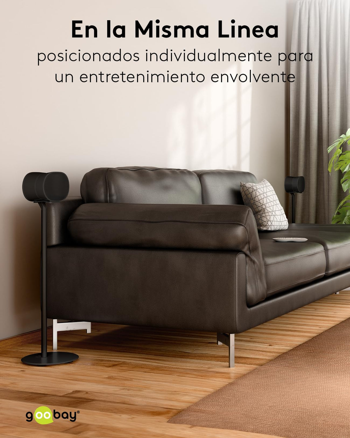 goobay Soporte para Altavoces Sonos Era 300, Capacidad de Carga de 5 K, gestión de Cables, 71,5 cm de Altura, Negro, 71195