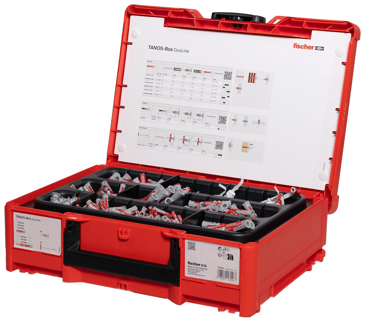 fischer Tanos-Box DuoLine - Juego de 713 tacos de 6-10 mm de diámetro, 30-80 mm de longitud, DuoPower, DuoTec y DuoBlade para mayor funcionalidad, rendimiento y seguridad, para profesionales y
