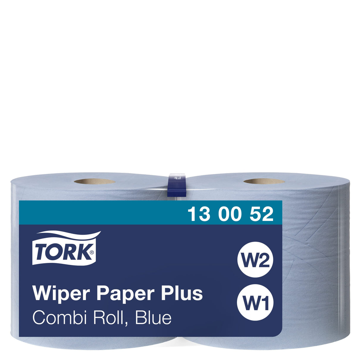 Tork 130052 Papel de secado extra Premium/Paños de limpieza compatibles con el sistema W1 y W2 / 2 x bobinas / 2 capas/Azul