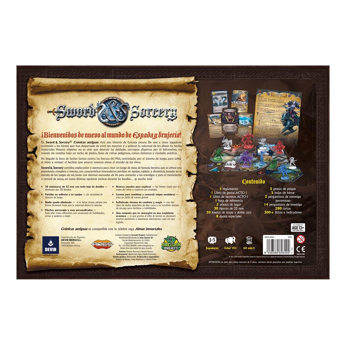 Devir - Sword & Sorcery: Crónicas Antiguas, Juego de Mesa Con Amigos, de Mazmorras, 12 Años (BGSIS)