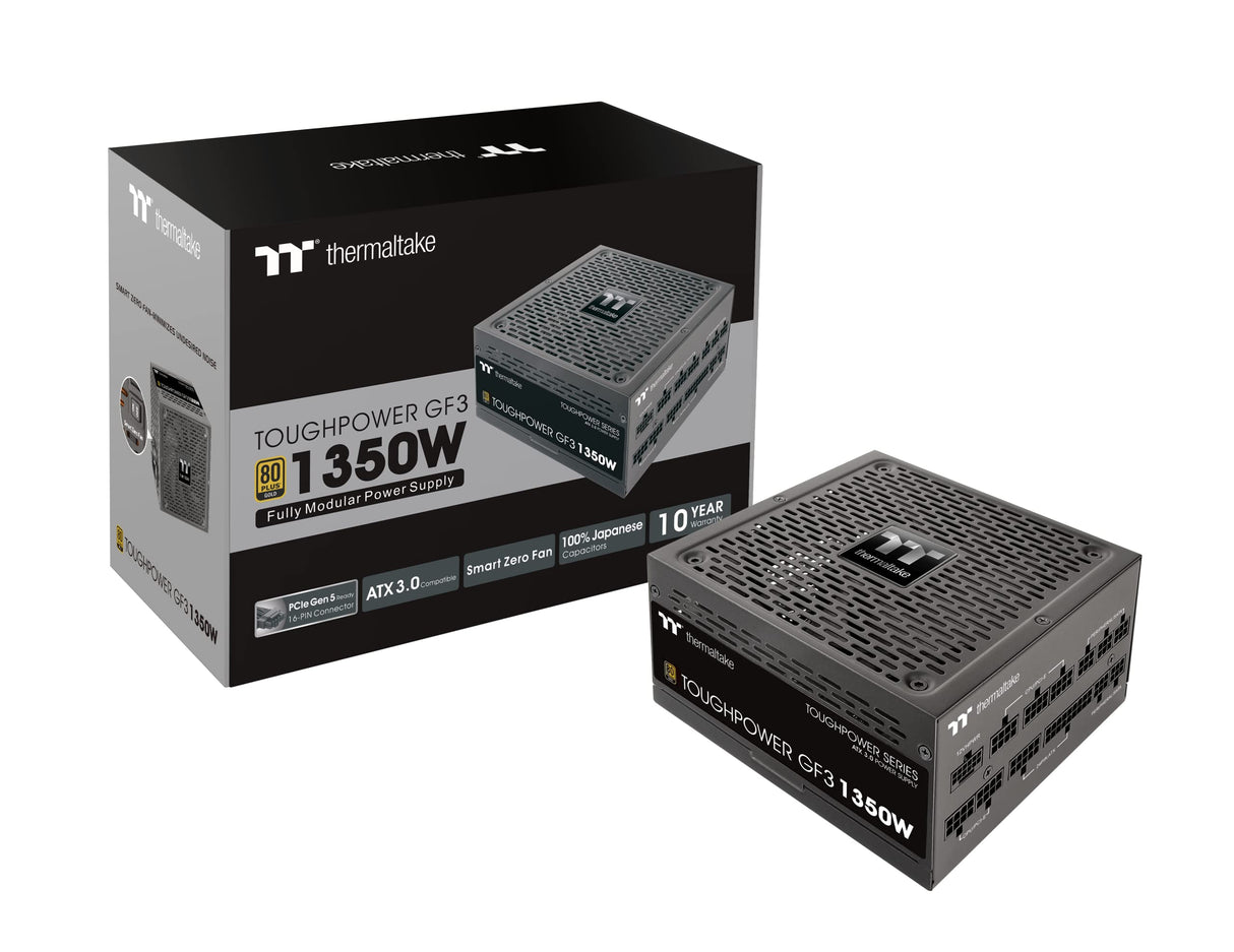 Thermaltake Toughpower GF 3 1350W | PC ATX 3.0 Power Supply | PCIe Gen 5.0 | 80-Plus-Gold | Fully Modular | Quiet 140 Fan | EU Certified | Black