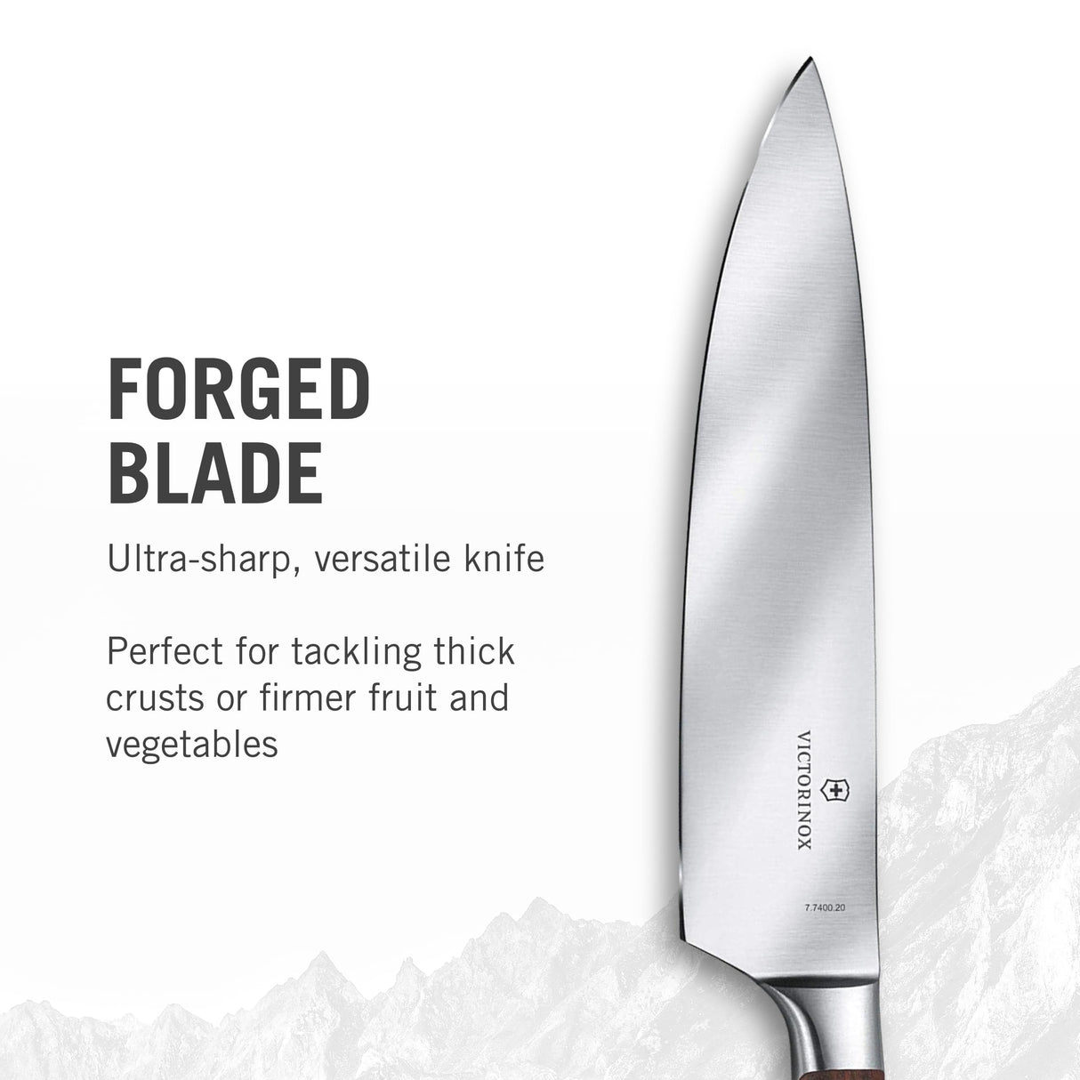 Victorinox Grand Maître, Cuchillo profesional para trinchar, Hoja extra afilada, afilado recto, 20 cm, Elegante mango de madera, Acero inoxidable, Marrón