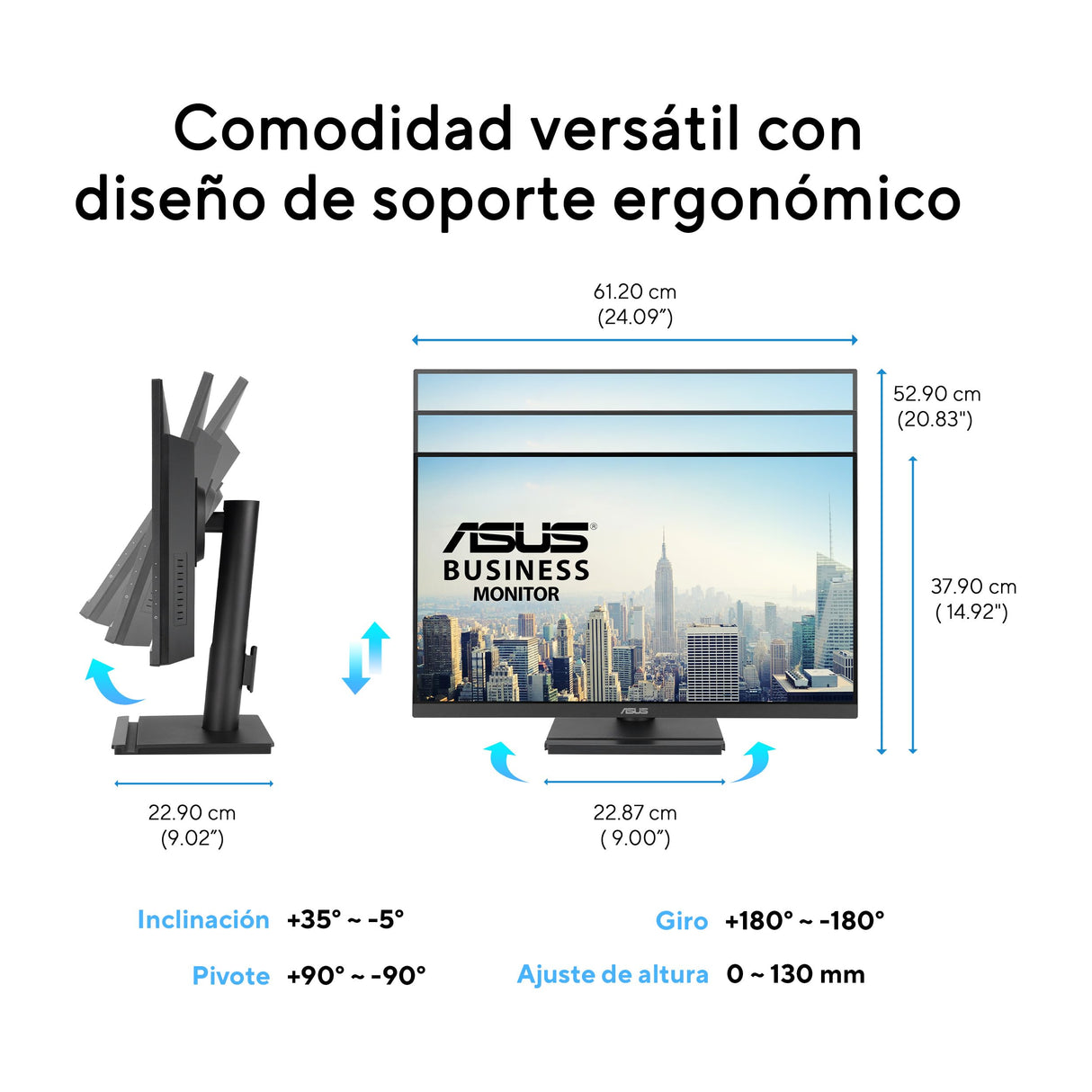 ASUS VA279QGS Monitor Profesional de 27 Pulgadas, IPS, Full HD, sin Marco, 120Hz, Adaptive-Sync, MPRT de 1ms, HDMI, DisplayPort, VGA, luz Azul Baja, antiparpadeo, diseño ergonómico, Montaje en Pared