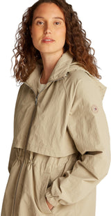 Tommy Hilfiger Cortavientos Mujer Nylon Crinkle Regular Fit, Beige (Sandalwood), L