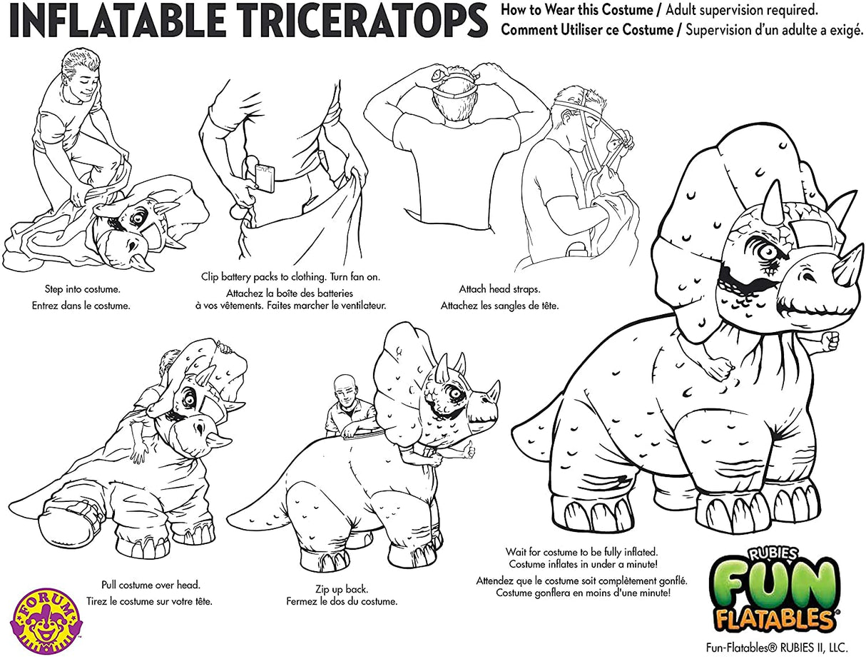 Rubies Disfraz de dinosaurio inflable Triceratops para adultos, talla única