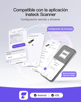 Inateck Escáner de Códigos de Barras Bluetooth, Escáner QR Code 1D 2D Kabellos 2.4GHz, Escáner de Códigos de Barras Portátil Inalámbrico con Pantalla, Escáner Manual con App y SDK, BCST-47