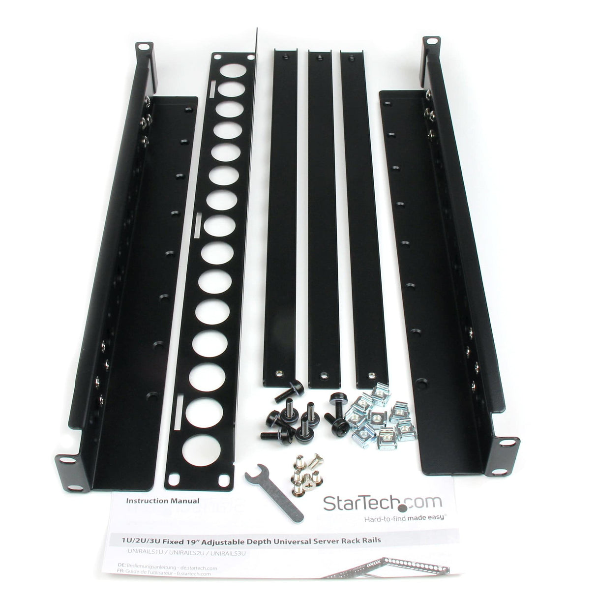 StarTech.com Carriles para Rack de Servidores 1U Universales, Carriles para Armario de Servidores con Profundidad Ajustable -Carriles Universales para Rack de 19", Carriles 1U TAA (UNIRAILS1U)