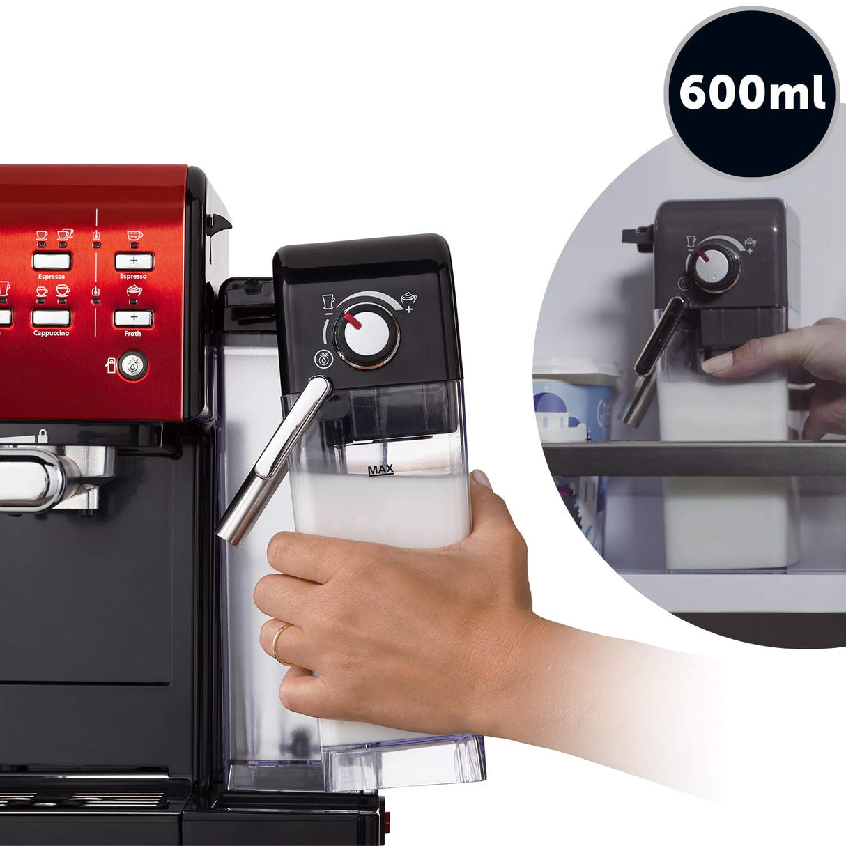 Breville Prima Latte II Espresso | Cafetera para latte y capuchino | Bomba profesional de 15 bares y espumador | Rojo [VCF109X]