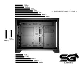 SaharaGaming P480MB-T RGB ATX - Carcasa para PC (Ventilador Pirate Turbo ARGB de 4 x 12 cm, gestión de Cables, concentrador de Ventilador de 10 Puertos, PWM, Sync) Negro