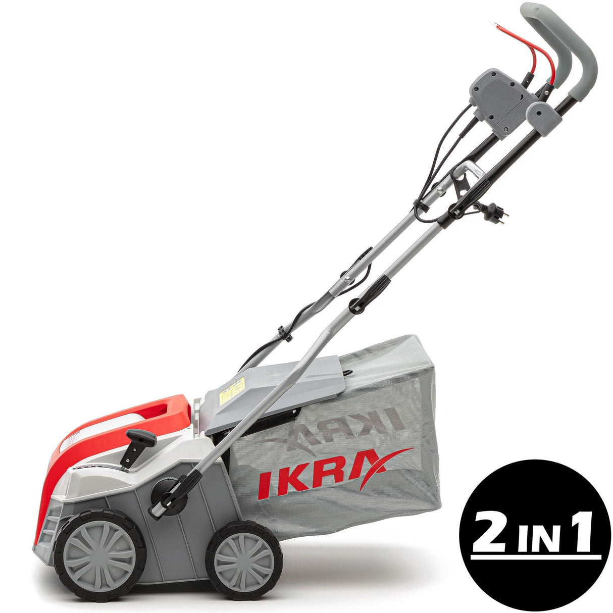 IKRA 80201020 escarificador y aireador eléctrico IEVL 1840, Saco coletor 55l, Largo de Trabajo 40cm, 1800 W, 230 V, color gris, rojo y negro