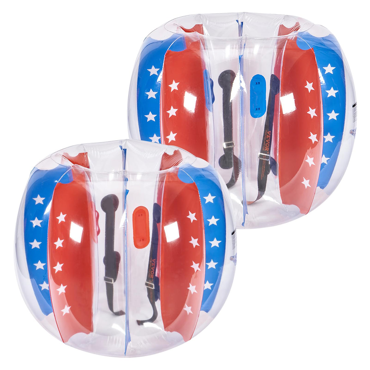 VEVOR Burbuja Inflable Diámetro de 1,2 m 2 Piezas Bola De Parachoques de Burbujas de PVC para Hámster Humano Grosor de 0,3 mm para Adolescentes Juegos al Aire Libre de Parachoques, Rojo y Azul