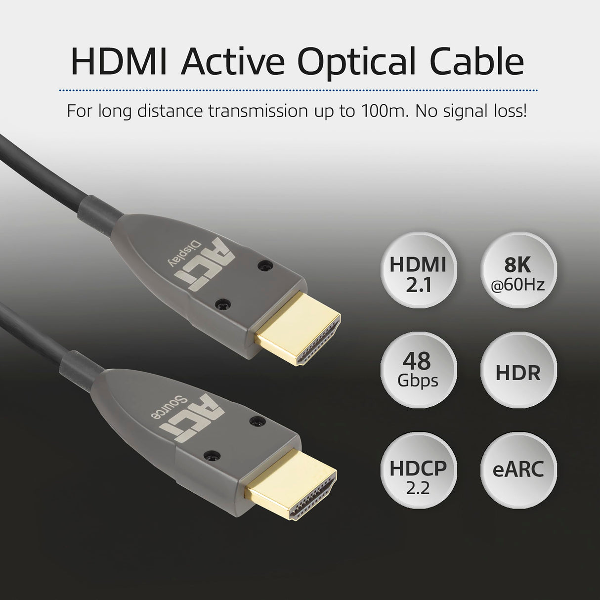 ACT 40 Meter HDMI Premium 8K Hybrid Cable HDMI-A Male - HDMI-A Male, HDMI Hybrid 8K/60HZ Prem 40M (AK4125) Marca