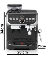 ELETTROFERRO ITALIA DCG ES6519 Máquina espresso con molinillo de café integrado Moderna, para granos de café y polvo, capuchino espumador de leche,Filtro 1 y 2 tazas, 1450 W, Negro…