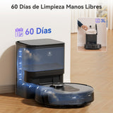 Proscenic Q8 MAX Robot Aspirador con Estación de Succión & Función de Limpieza, Potencia Succión 6000Pa, Bolsa para Polvo de 3L, Tanque de Agua de 250mL, Control de Voz por App Alexa Google Siri FTTT