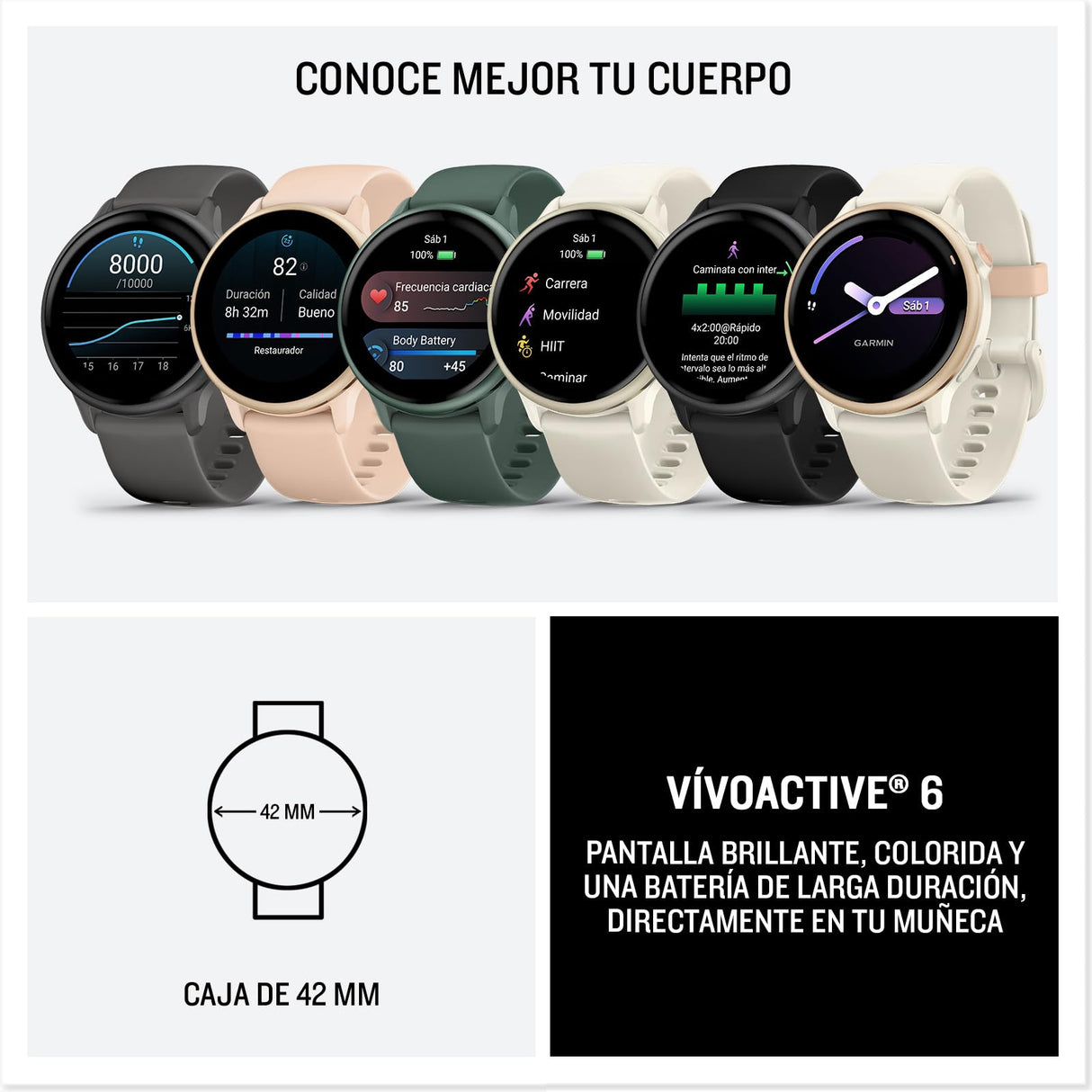 Garmin Vívoactive 6, Smartwatch con GPS, Pantalla AMOLED, Funciones de Salud, Entrenamientos de Movilidad, Entrenamiento avanzado del sueño y hasta 11 días de autonomía,Blanco Rosado,Amazon Exclusive