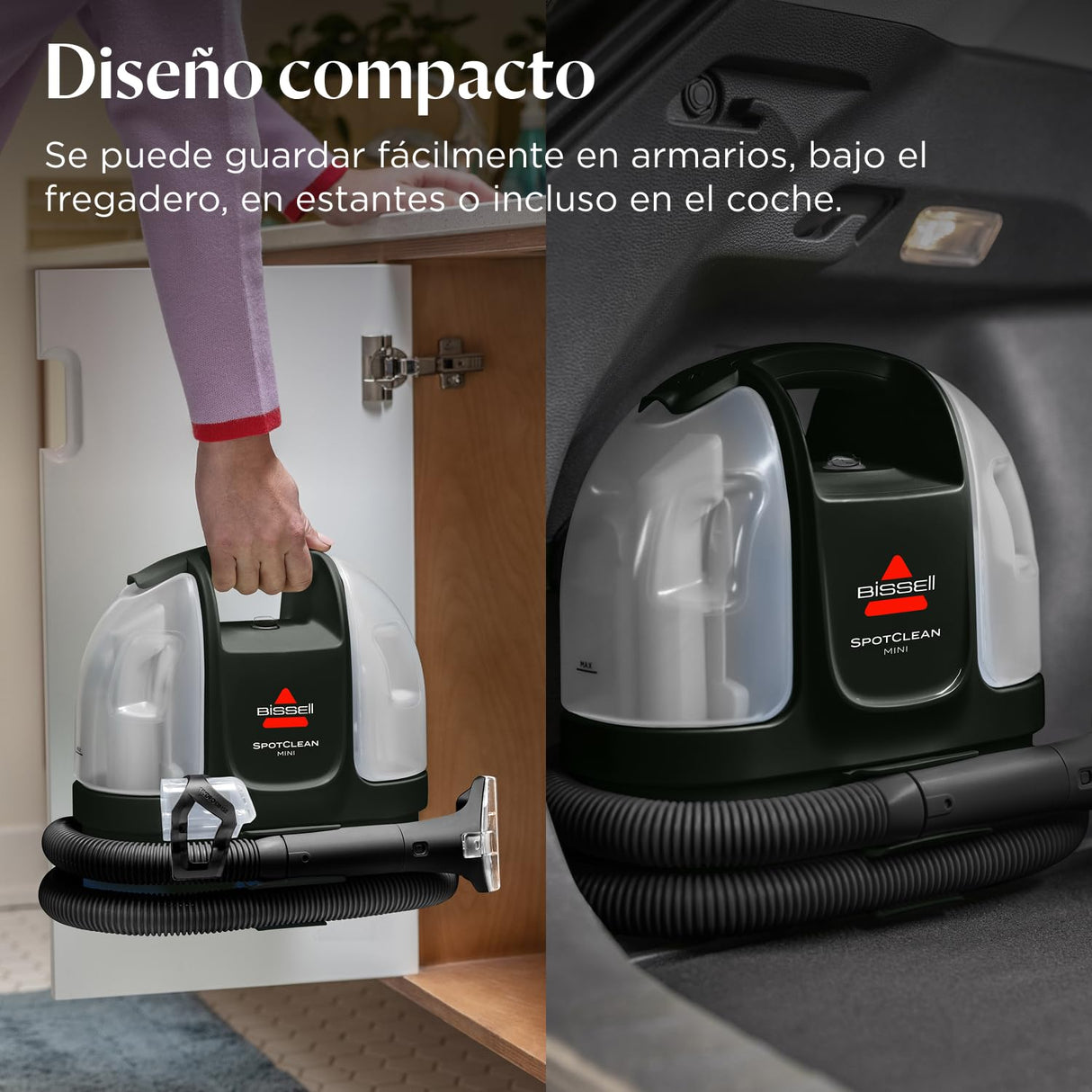 BISSELL SpotClean Mini Aspiradora de Agua Tapiceria con cable, Limpiador de Tapicerias Portátil, Perfecto para Limpia Rápidas, Compacto y Ligero, Lava Aspiradora para Coche, Barco, Sofá y Más, 41491