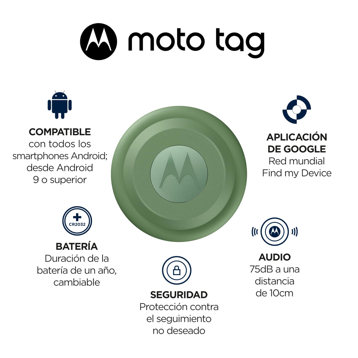 Motorola Moto Tag, fácil de configurar y localizar, protección Frente al Seguimiento no Deseado, Bluetooth y precisión UWB, autonomía 1 año, protección bajo Agua, Pack de 4 (Azul y Verde)