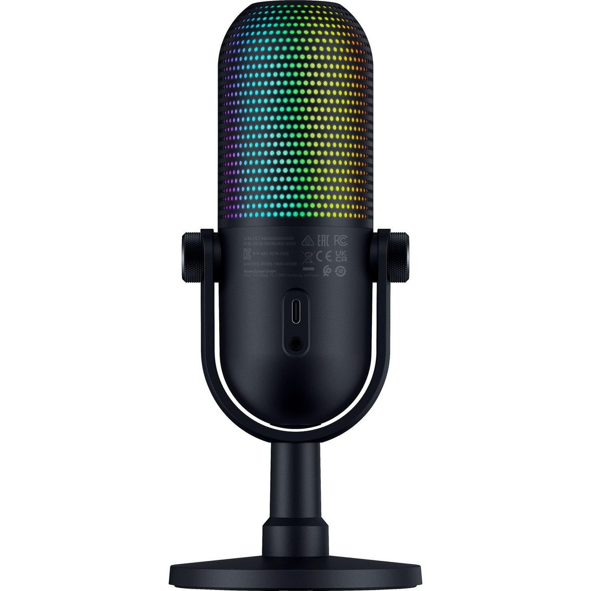 Razer Seiren V3 Chroma - Micrófono USB RGB con pulsación para silenciar (Iluminación Reactiva Para Streaming y juegos, Micrófono de condensador supercardioide) Negro