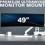 Vivo Brazo de Monitor de Aluminio monitores ultraanchos de hasta 49 Pulgadas y 33 Libras, Soporte de Montaje de Escritorio único, Altura neumática, VESA máxima 100 x 100, Blanco,