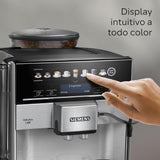 Siemens - Cafetera Superautomática, EQ6 plus s500, aromaDouble Shot, autoMilk Clean, ceramDrive, Display CoffeeSelect, Negro/Inox, TE655203RW
