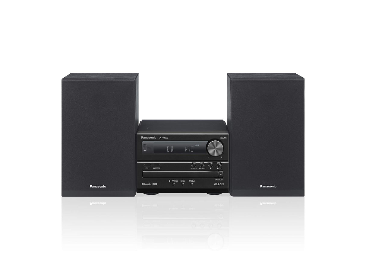 Panasonic SC-PM250BEGK Micro Hi-Fi de 2 Canales, Radio Digital Dab+, Reproductor de CD, Bluetooth, USB, Audio, Graves Ricos y Sonido Claro, diseño Compacto y Elegante, Color Negro