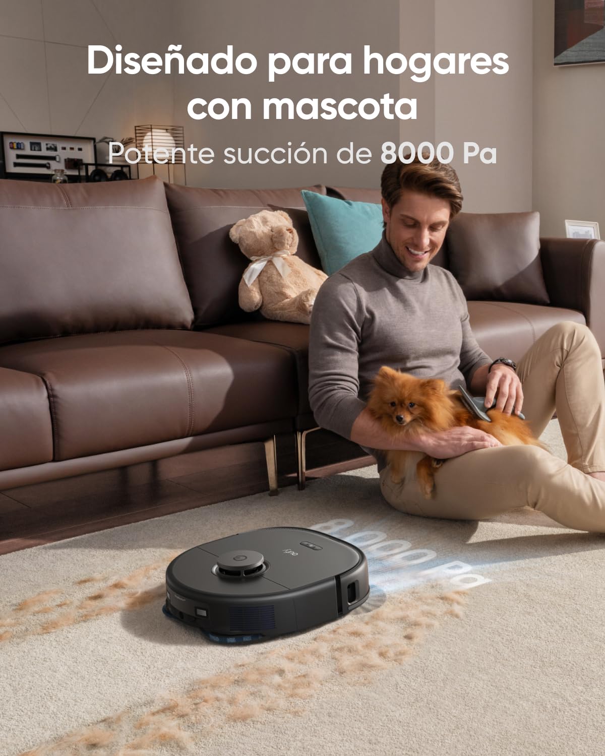 eufy X10 Pro Omni Robot Aspirador con Base Autovaciado y Mopas Giratorias, 8.000 Pa, Mopa Doble con Elevación Automática de 12 mm, Detección de Alfombras, Antiobstáculos AI, Limpieza Automática blanco