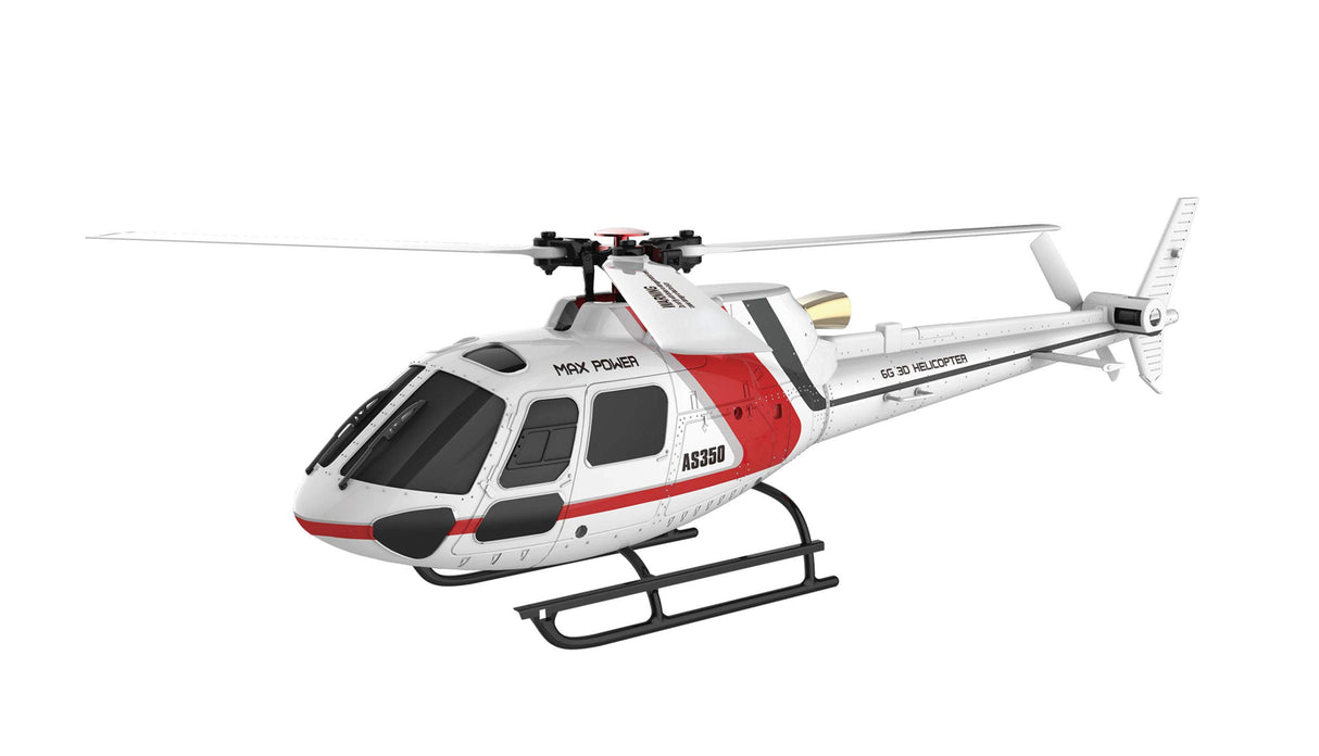 Amewi AS350 Helicóptero sin escobillas de 3 Palas 3D/6G Flybarless RTF, Rojo y Blanco RC Control Remoto