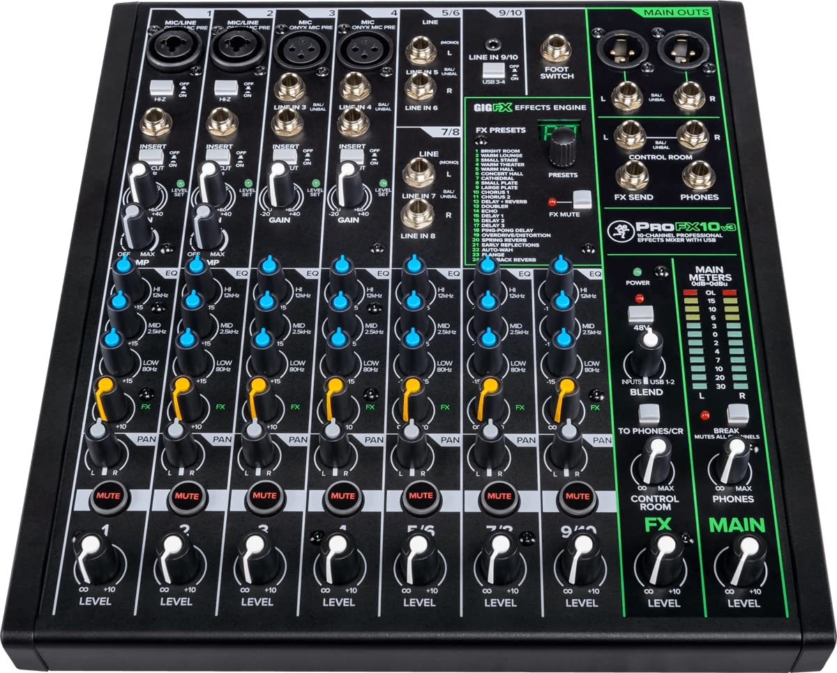 MACKIE ProFX10v3 Mezclador de Efectos Profesional de 10 Canales con USB