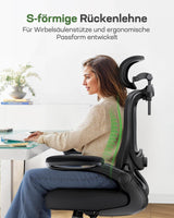 Marsail Silla de Oficina ergonómica con reposacabezas 3D y Soporte Lumbar 3D, Silla de Escritorio ergonómica con reposabrazos abatibles, Bloqueo de inclinación de 90° – 120° y cojín Grueso, soporta
