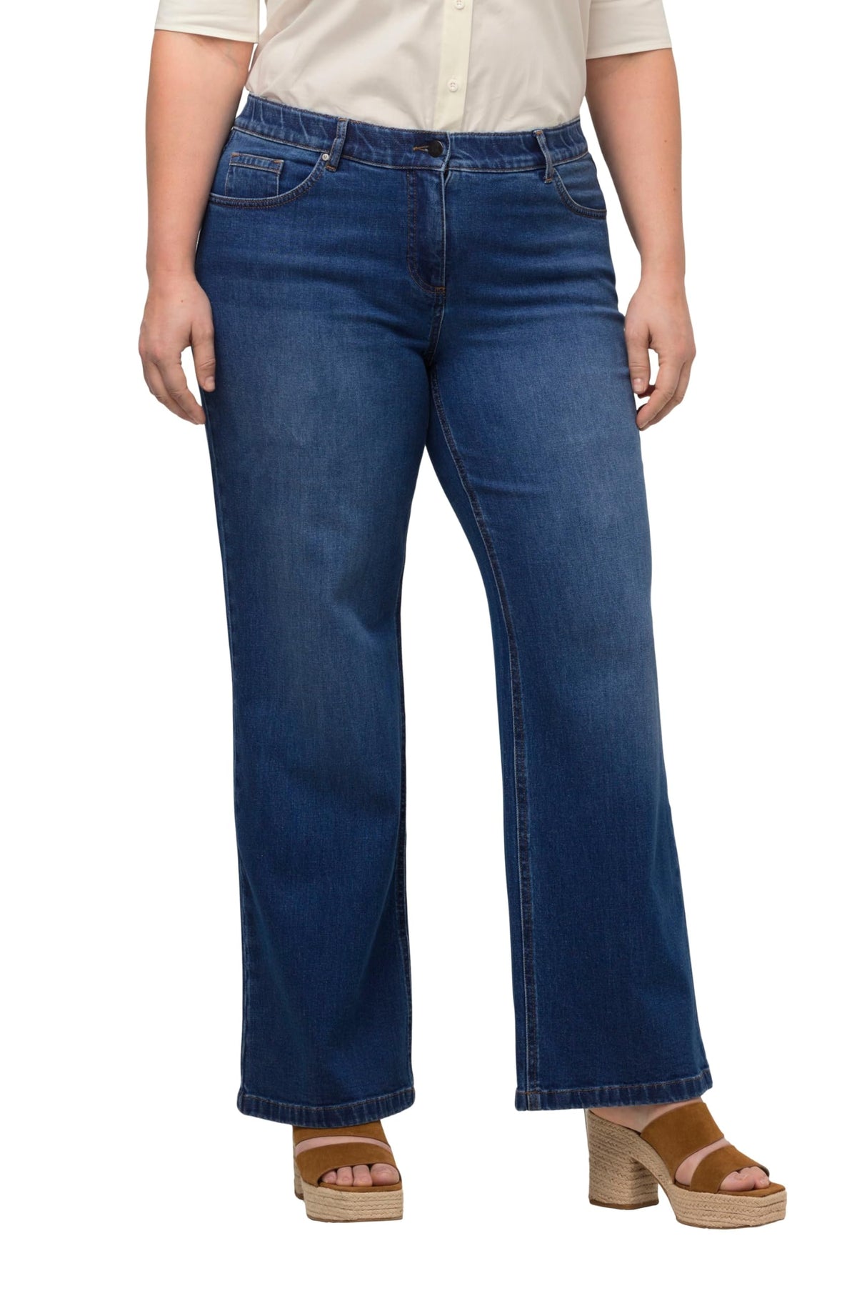 Ulla Popken Dummy Jeans, Dark Blue Denim, 32W / 30L para Mujer