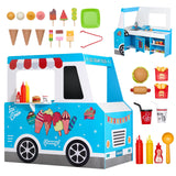 VEVOR Carrito de Helados para Niños, Juego de Madera de Más de 20 Piezas, con Volante y Pizarra, Escáner de Pago y Congelador, Grifo y Fregadero, para Niños de 3 a 7 Años, 1000 x 614 x 955 mm