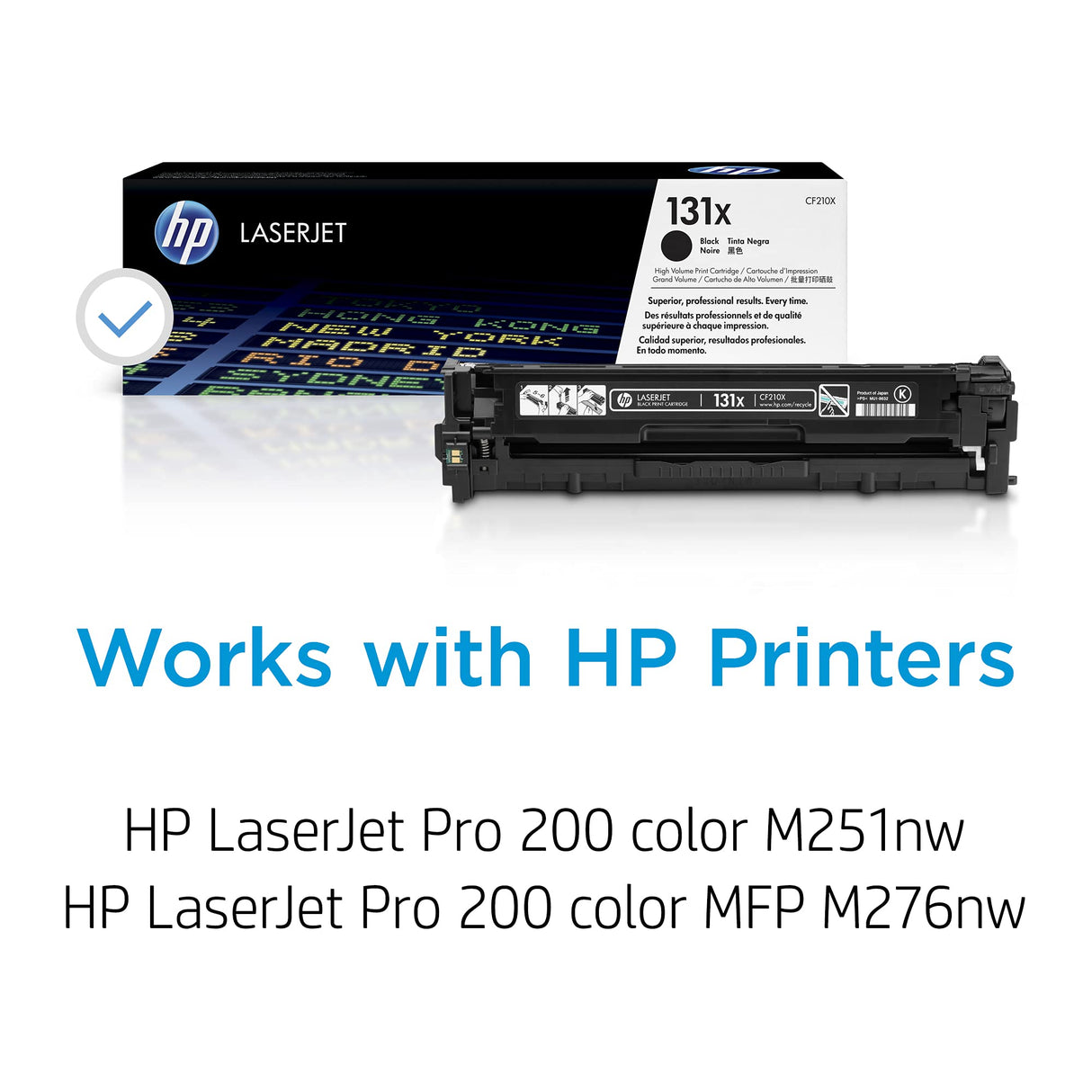 HP 131X CF210X, Negro, Cartucho Tóner de Alta Capacidad Original, de 2.400 páginas, para impresoras HP LaserJet Pro 200 color MFP M276, MFP M276n, MFP M276nw, M251, M251n y M251nw