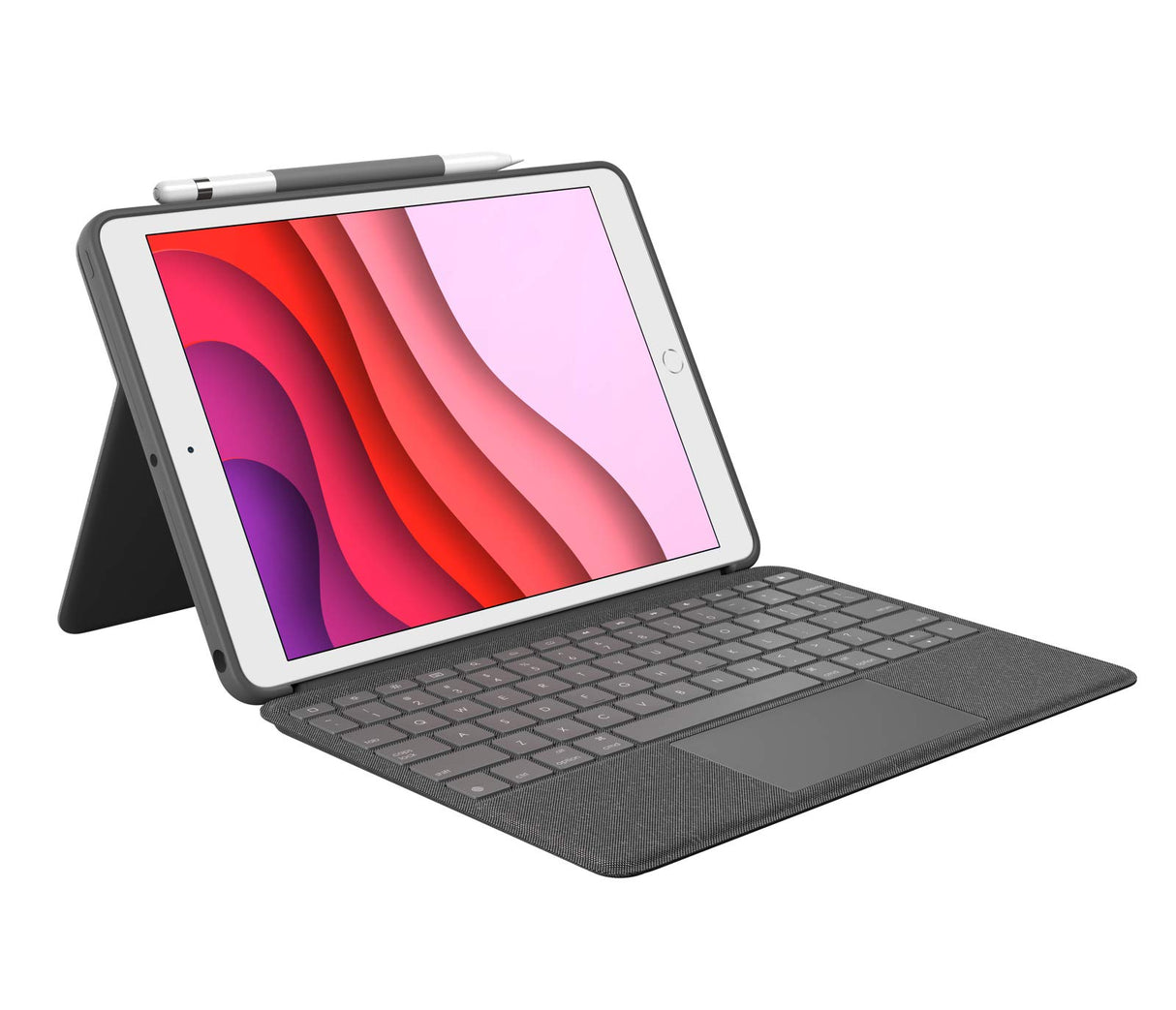 Logitech Combo Touch para iPad (7.ª, 8.ª y 9.ª generación) Funda con trackpad de precisión, Disposición AZERTY Francés - Gris