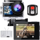 icefox Cámara Deportiva 4K con Pantalla táctil, Gran Angular de 170° EIS, Camara Acuatica de 40 m, Camara Deportiva con Control Remoto, Gris