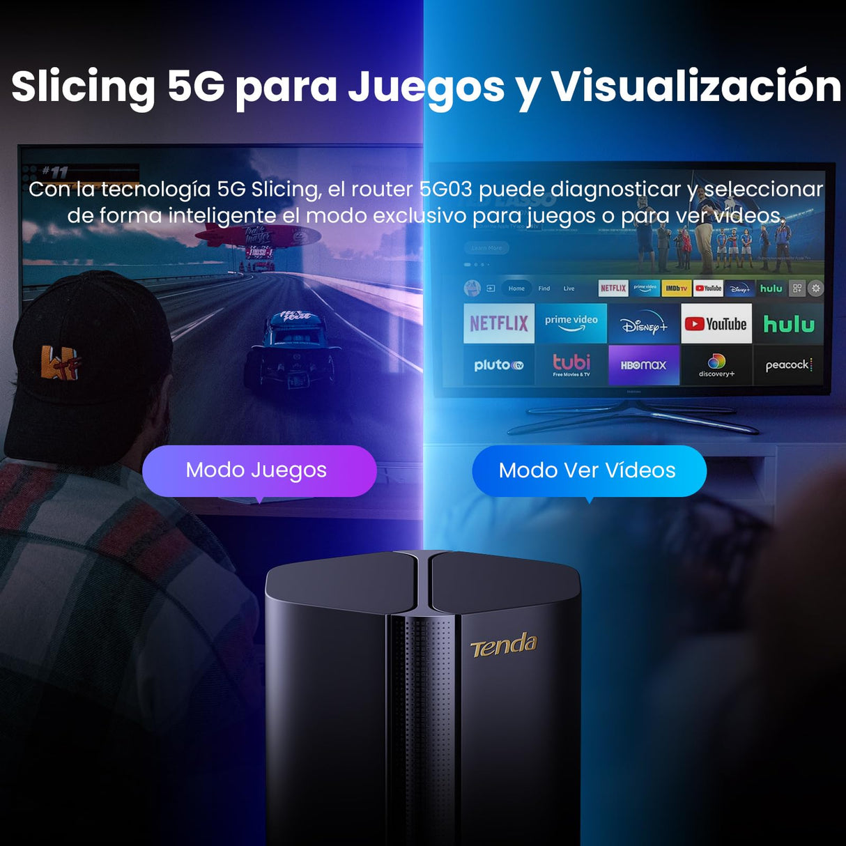 Tenda 5G03 - Router 5G NR LTE, Router Wi-Fi 6 AX1800, Velocidad hasta 4,67 Gbps, Easy Mesh, Plug&Play, 2 Puertos Gigabit, Conecta hasta 128 Dispositivos, WPA3, OFDMA, MU-MIMO