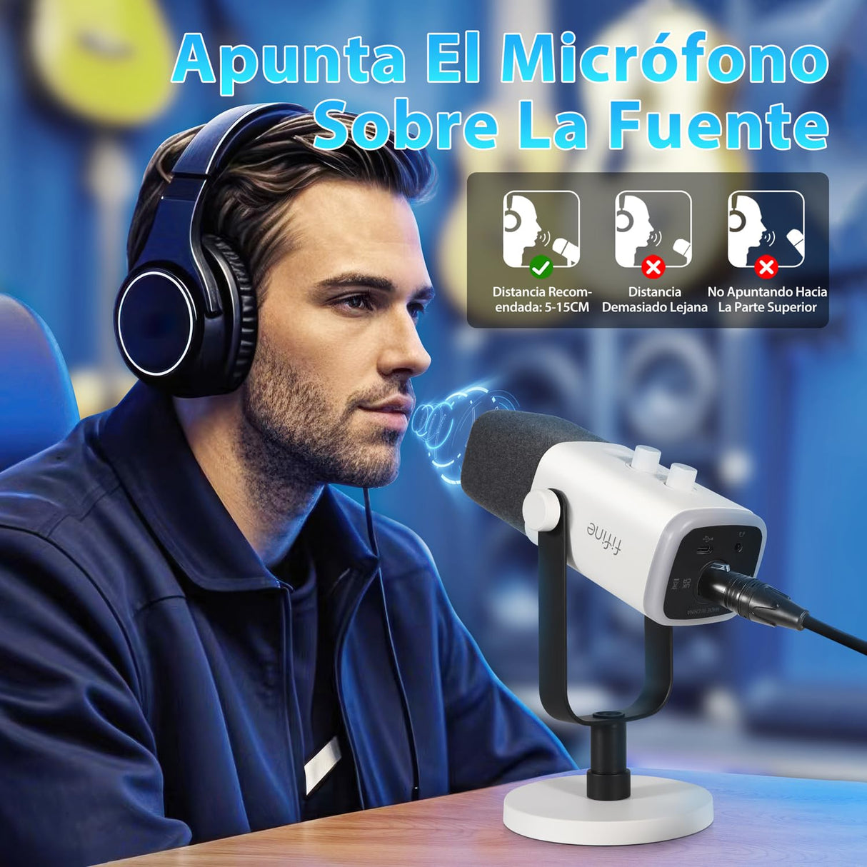 FIFINE XLR USB Microfono Gaming per PC PS4 PS5, Streaming Micrófono de Dinámico per Podcast Studio para Estudio Grabación
