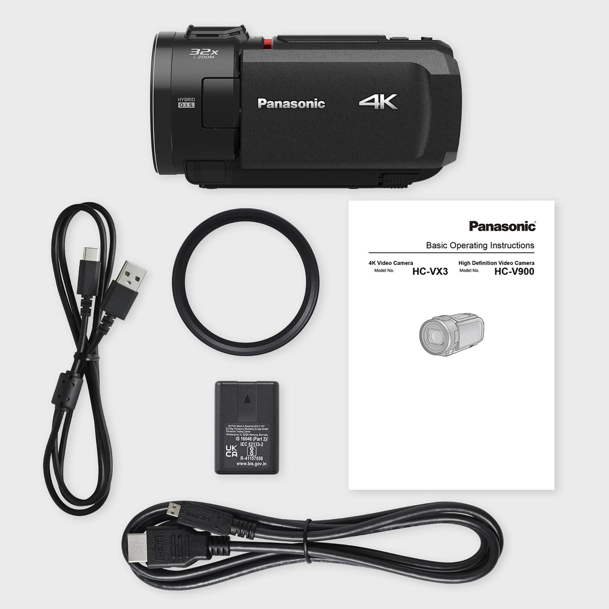 Panasonic HC-VX3E - Videocámara Semi-Profesional de 24x, O.I.S de 5 Ejes, Objetivo F1.8 - F4, 4K, Color Negro