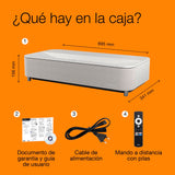 Epson Lifestudio Grand Plus EH‑LS970W | Proyector TV Láser de Ultracorto Alcance | Cine en Casa 4K | 4.000 Lúmenes | Imagen IA | Sonido BOSE | GoogleTV | Pantalla 150Pulgadas | Garantia5 Años | Blanco