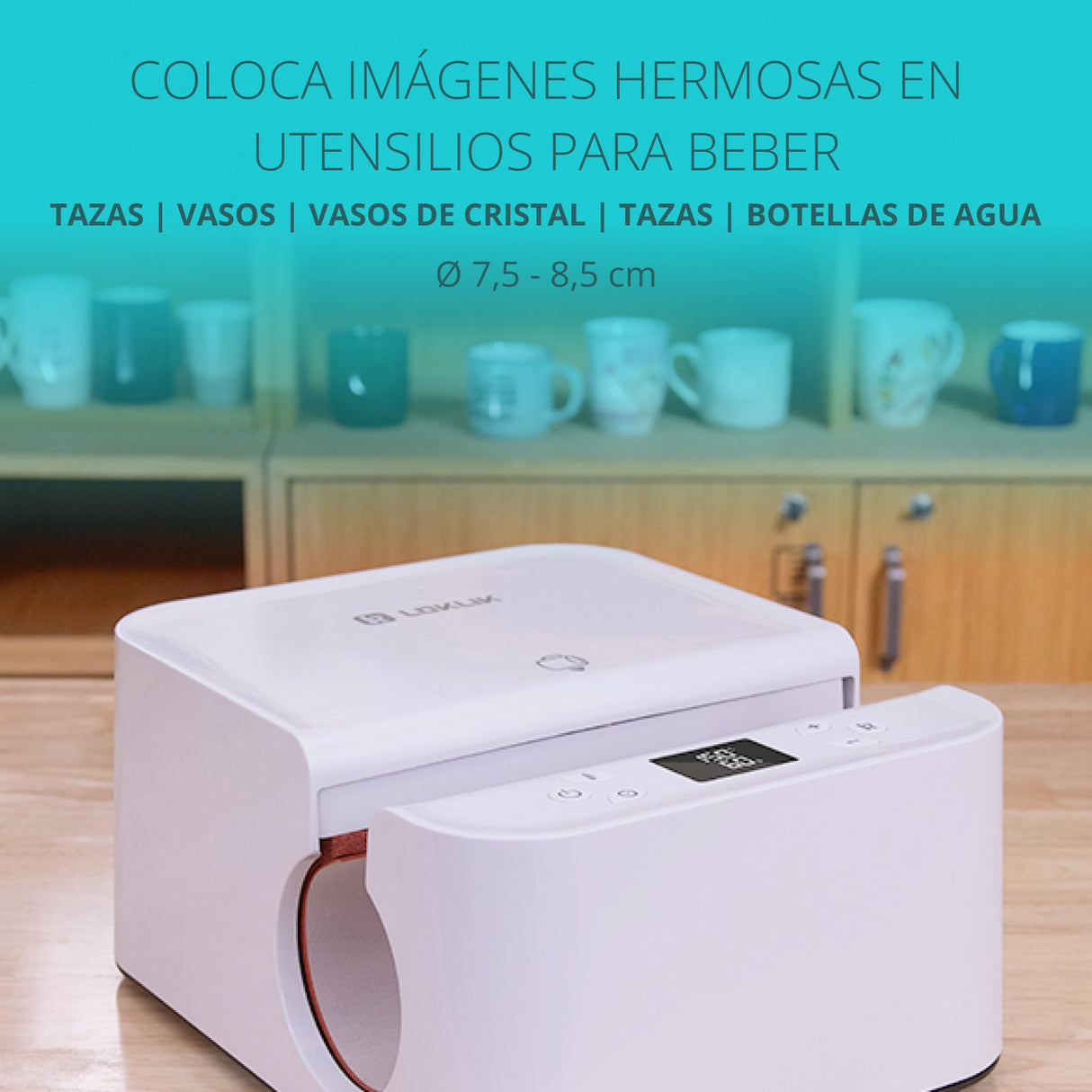 LOKLiK Auto Tumbler Heat Press para Tazas Vasos Tazas Botellas de Bebida y Bolsas - Personaliza con Folia Flex Vinilo - Prensa de Transferencia - Sublimación - Funciona con Vidrio Cerámica y Acero