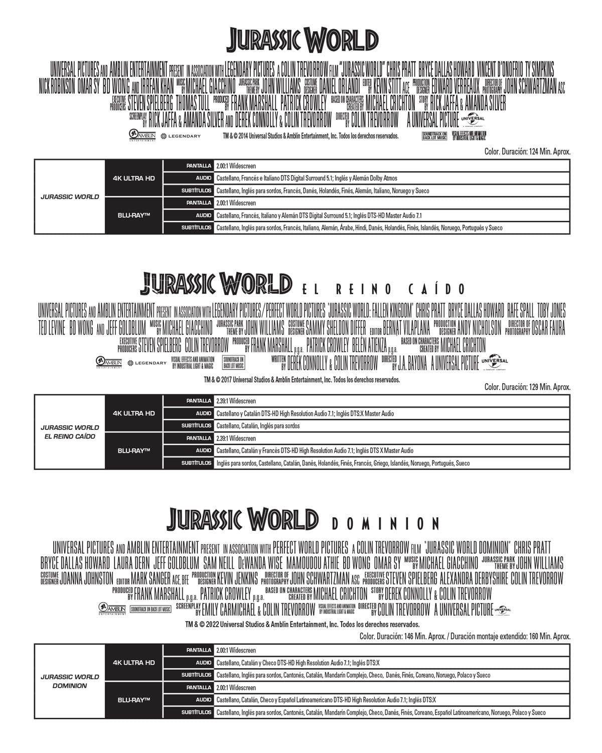 Trilogía Jurassic World (4K UHD + Blu-ray) (Ed. Especial metálica) [Blu-ray]