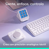 Logitech MX Creative Console, keypad programable con 9 teclas LCD personalizables y dial de control para diseño gráfico, edición de vídeo, fotografía, uso con Adobe, Zoom, Spotify - Gris Pálido