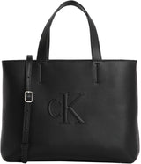 Calvin Klein Bolso Tote Mujer Sculpted Mini con logotipo, Negro (Black), Talla Única