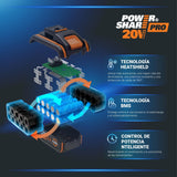 WORX WG350E Nitro - Motosierra profesional con batería de 20 V, potente sierra para madera, 10 m/s, longitud de corte de 30 cm, compacta y segura, lubricación automática, tensor de cadena
